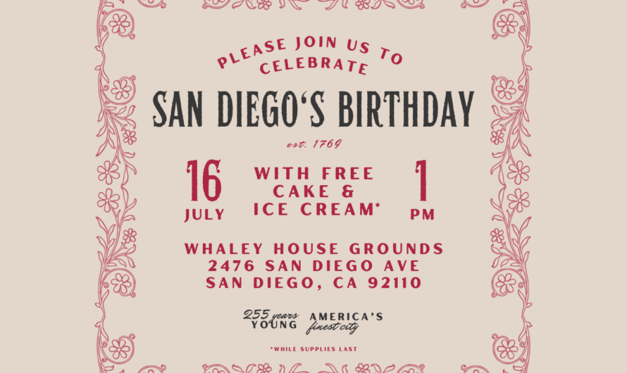 Celebrate San Diego’s 255th Birthday at the Whaley House!