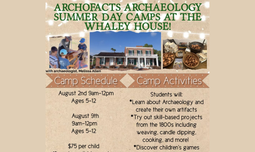 Explore History and Archaeology: Exciting New Kids Summer Day Camp Comes to The Whaley House!